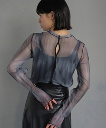 cheriella | 【cheriella】前後２WAYウェーブホールマーブルシアートップス 2-WAY WAVE HOLE MARBLE SHEER TOPS(Tシャツ/カットソー)