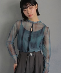 【cheriella】前後2WAYウェーブホールマーブルシアートップス 2-WAY WAVE HOLE MARBLE SHEER TOPS