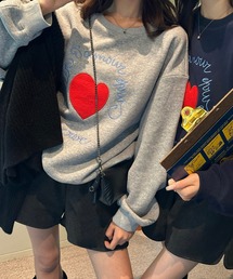 ハートモチーフ ロゴプリント クルーネック スウェット