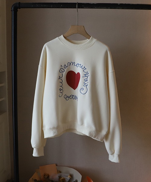 BENDER TOKYO(ベンダートウキョウ)の「ハートモチーフ ロゴプリント クルーネック スウェット(スウェット・レディース・ネイビー/オフホワイト/アッシュ/グレー・S/M/L)」の19枚目の写真