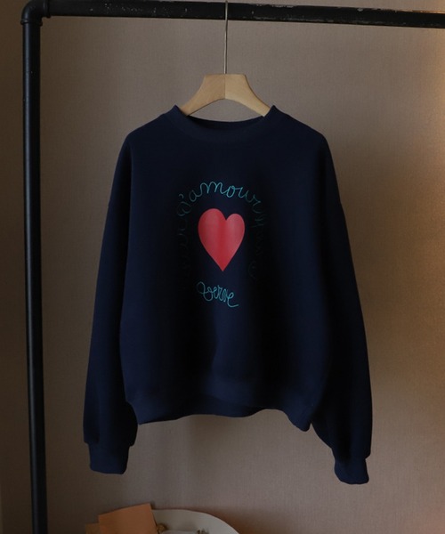 BENDER TOKYO(ベンダートウキョウ)の「ハートモチーフ ロゴプリント クルーネック スウェット(スウェット・レディース・ネイビー/オフホワイト/アッシュ/グレー・S/M/L)」の21枚目の写真