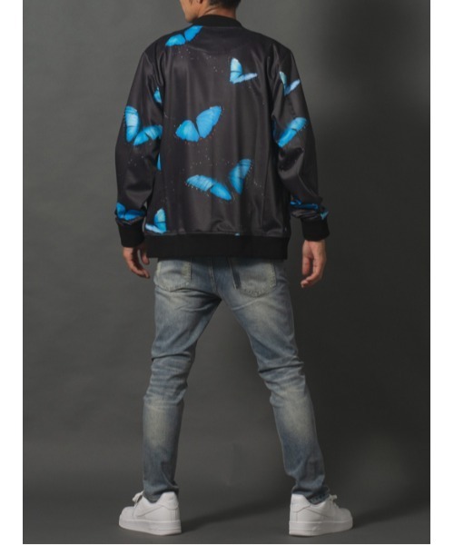 REGIEVO(レジエボ)の「【REGIEVO】バタフライプリント / MA-1 ジップアップブルゾン(MA-1・メンズ・ブルー/グレー・LARGE/MEDIUM)」の8枚目の写真