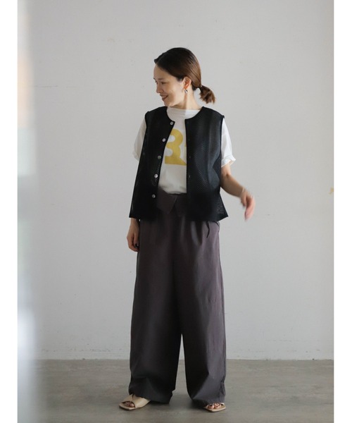 ベスト ジレ ポリメッシュ　ノースリブラウス レディース FIL DE FER ベスト ジレ ポリメッシュ ノースリブラウス
