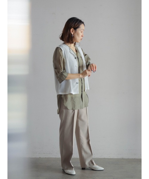 ベスト ジレ ポリメッシュ　ノースリブラウス レディース FIL DE FER ベスト ジレ ポリメッシュ ノースリブラウス