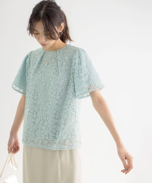 組曲(クミキョク)の「フラワーレース ブラウス(Tシャツ/カットソー・レディース・アイボリー系/ライトグリーン系/ブラック系・2/3)」の7枚目の写真
