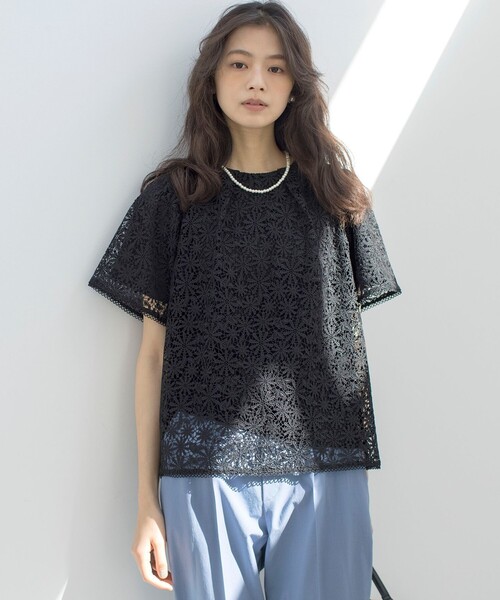 組曲(クミキョク)の「フラワーレース ブラウス(Tシャツ/カットソー・レディース・アイボリー系/ライトグリーン系/ブラック系・2/3)」の15枚目の写真