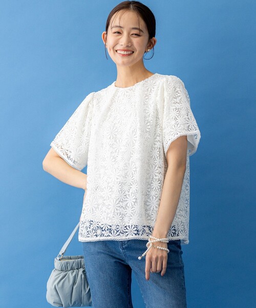 組曲(クミキョク)の「フラワーレース ブラウス(Tシャツ/カットソー・レディース・アイボリー系/ライトグリーン系/ブラック系・2/3)」の19枚目の写真