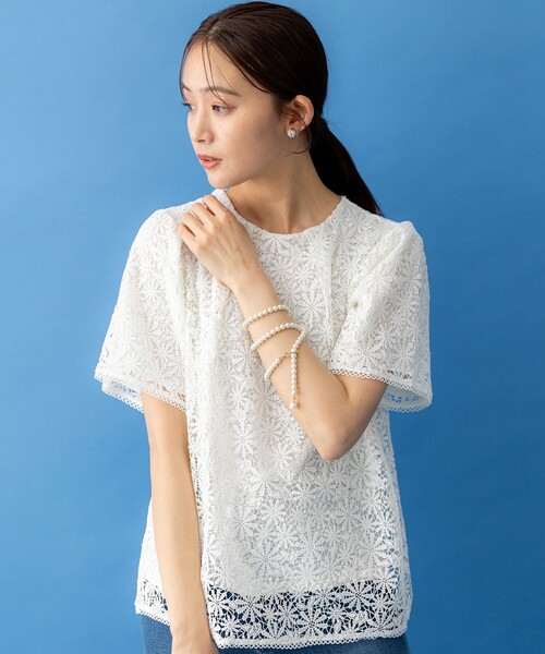 組曲(クミキョク)の「フラワーレース ブラウス(Tシャツ/カットソー・レディース・アイボリー系/ライトグリーン系/ブラック系・2/3)」の21枚目の写真