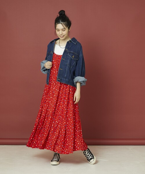 Freada(フリーダ)の「Freada/フリーダ レーヨンプリントキャミドレス(ワンピース・レディース・ブラック/レッド・フリ-)」の6枚目の写真