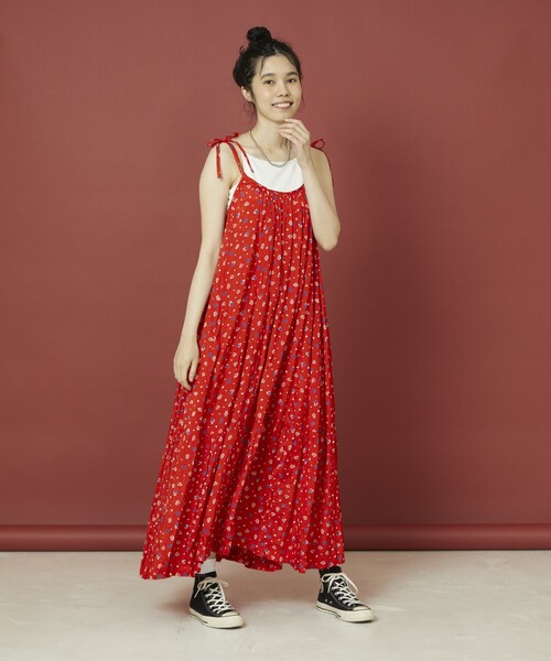 Freada(フリーダ)の「Freada/フリーダ レーヨンプリントキャミドレス(ワンピース・レディース・ブラック/レッド・フリ-)」の14枚目の写真
