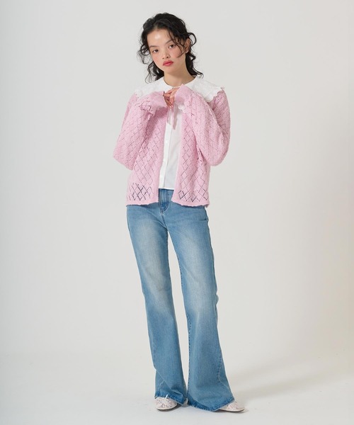 TINA：JOJUN（ティーナジョジュン）の「ビッグカラー ドッキングブラウス TINA：JOJUN（シャツ/ブラウス・レディース・ライトイエロー/ホワイト・M）」の5枚目の写真