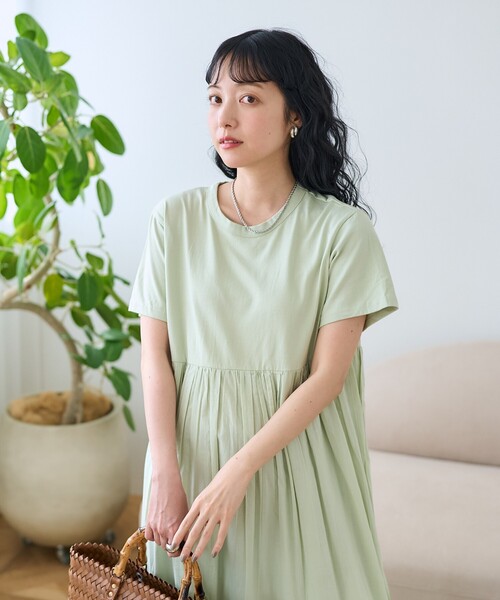 FREAK'S STORE(フリークスストア)の「インド ドッキング Tシャツワンピース/異素材切替ワンピース(ワンピース・レディース・ブラック/ブルーグリーン/サックスブルー/オフホワイト・フリ-)」の22枚目の写真