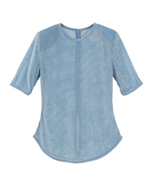 CLANE/クラネ/SHEER VELOUR POWER SHOULDER TOPS（Tシャツ