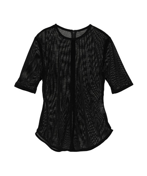 CLANE/クラネ/SHEER VELOUR POWER SHOULDER TOPS（Tシャツ