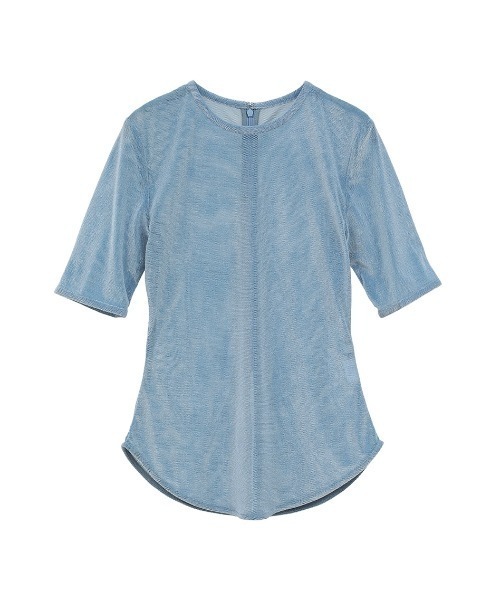 CLANE/クラネ/SHEER VELOUR POWER SHOULDER TOPS（Tシャツ