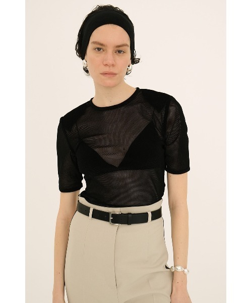 SHEER VELOUR POWER SHOULDER TOPS｜TOPS(トップス)｜CLANE