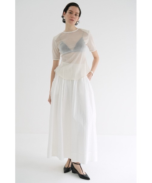 CLANE/クラネ/SHEER VELOUR POWER SHOULDER TOPS（Tシャツ