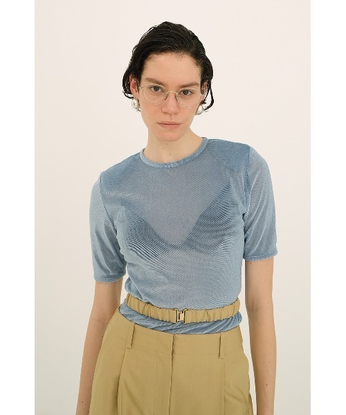 SHEER VELOUR POWER SHOULDER TOPS｜TOPS(トップス)｜CLANE