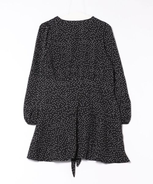 urge:(アージコロン )の「【URGE:】ドット柄 カシュクール 長袖 フレア ミニワンピース(ワンピース・レディース・ブラック・X-LARGE/LARGE/MEDIUM/SMALL)」の2枚目の写真