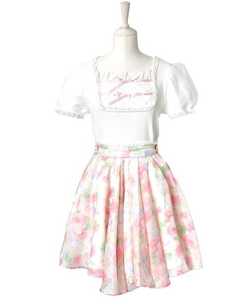 mellfy memory(メルフィーメモリー)の「Cotton lace cute twin ribbon ニット(ニット/セーター・レディース・ホワイト/ブラック/ピンク・FREE)」の13枚目の写真