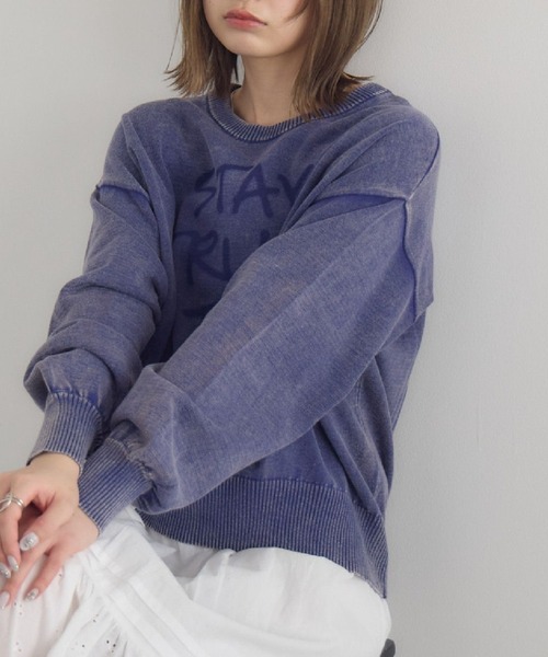 RETRO GIRL(レトロガール)の「サンドウォッシュ加工NT(ニット/セーター・レディース・ブルー/ブラック/ナチュラル・FREE)」の1枚目の写真