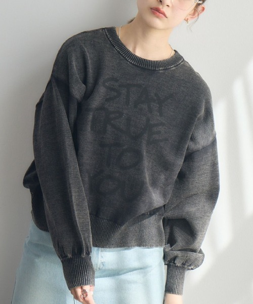 RETRO GIRL(レトロガール)の「サンドウォッシュ加工NT(ニット/セーター・レディース・ブルー/ブラック/ナチュラル・FREE)」の2枚目の写真