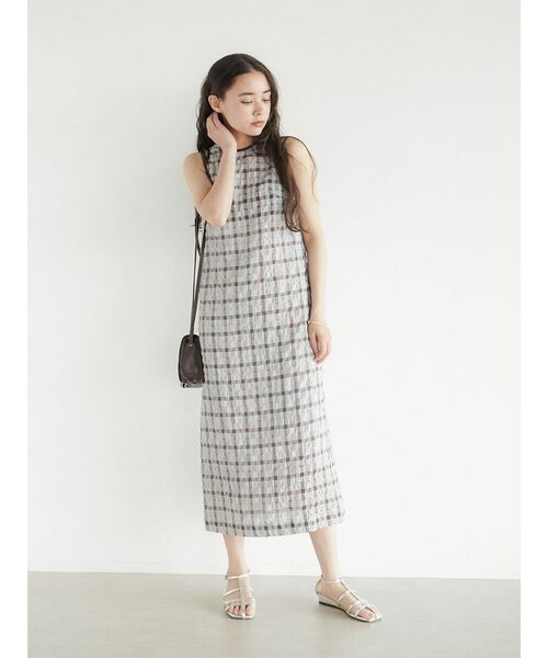 FIKA.(フィーカ)の「Sheer Check american sleeve onepice(ワンピース・レディース・ブルー系その他/ブラック・MEDIUM)」の7枚目の写真