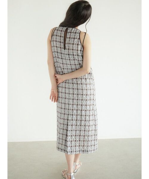 FIKA.(フィーカ)の「Sheer Check american sleeve onepice(ワンピース・レディース・ブルー系その他/ブラック・MEDIUM)」の3枚目の写真