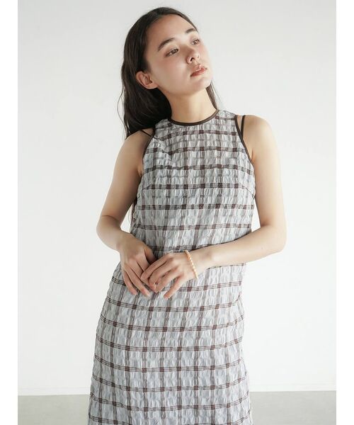 FIKA.(フィーカ)の「Sheer Check american sleeve onepice(ワンピース・レディース・ブルー系その他/ブラック・MEDIUM)」の18枚目の写真