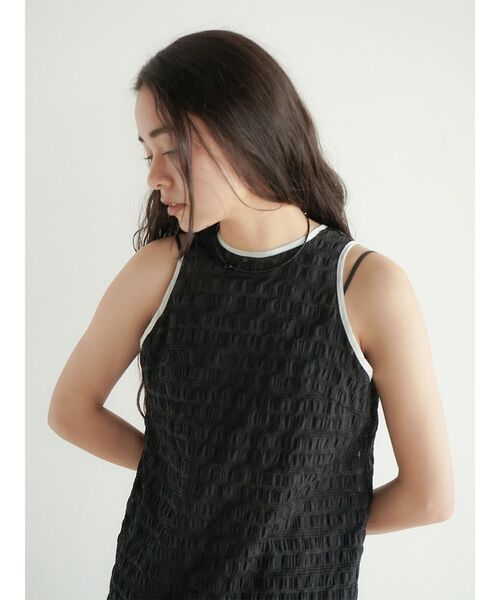 FIKA.(フィーカ)の「Sheer Check american sleeve onepice(ワンピース・レディース・ブルー系その他/ブラック・MEDIUM)」の14枚目の写真