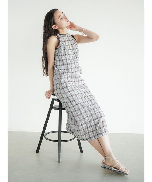 上品スタイル セール】Sheer Check american sleeve onepice（ワンピース ワンピース