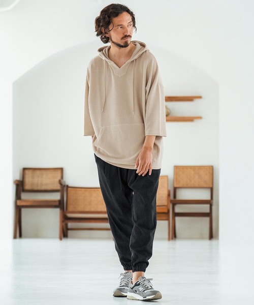 Magine(マージン)の「mpa3761-Textured Knit-Like Fabric Skipper Design Hoodie パーカー(パーカー・メンズ・ブラック/グレー/ベージュ・44/46/48)」の21枚目の写真