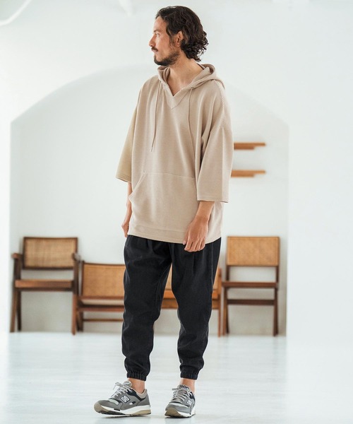 Magine(マージン)の「mpa3761-Textured Knit-Like Fabric Skipper Design Hoodie パーカー(パーカー・メンズ・ブラック/グレー/ベージュ・44/46/48)」の20枚目の写真