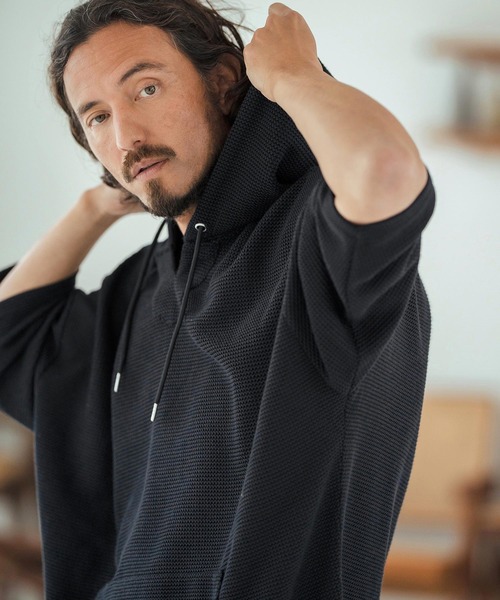 Magine(マージン)の「mpa3761-Textured Knit-Like Fabric Skipper Design Hoodie パーカー(パーカー・メンズ・ブラック/グレー/ベージュ・44/46/48)」の19枚目の写真