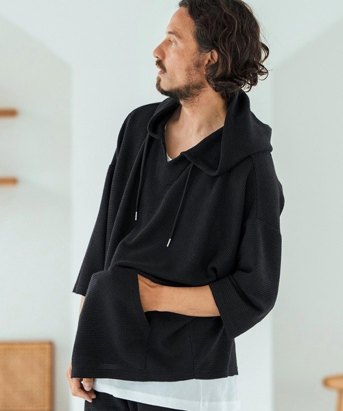Magine(マージン)の「mpa3761-Textured Knit-Like Fabric Skipper Design Hoodie パーカー(パーカー・メンズ・ブラック/グレー/ベージュ・44/46/48)」の17枚目の写真