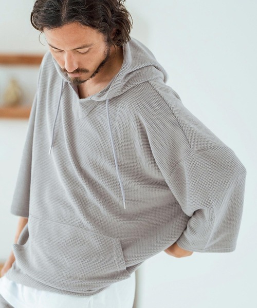 Magine(マージン)の「mpa3761-Textured Knit-Like Fabric Skipper Design Hoodie パーカー(パーカー・メンズ・ブラック/グレー/ベージュ・44/46/48)」の12枚目の写真