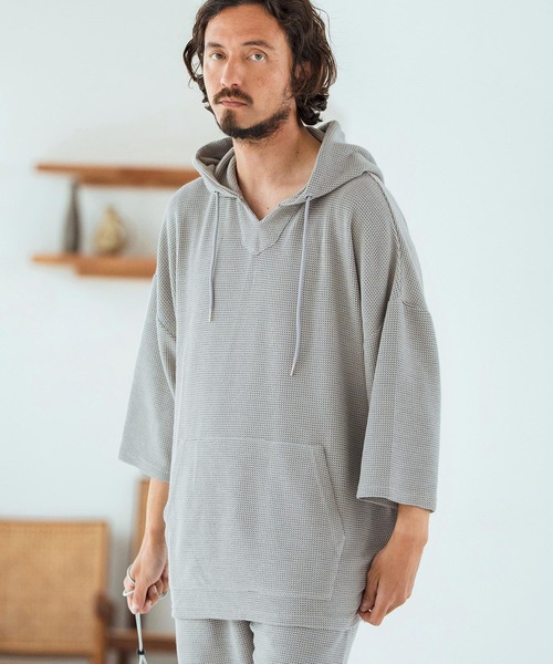 Magine(マージン)の「mpa3761-Textured Knit-Like Fabric Skipper Design Hoodie パーカー(パーカー・メンズ・ブラック/グレー/ベージュ・44/46/48)」の10枚目の写真