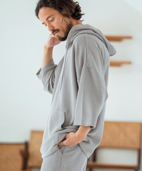 Magine(マージン)の「mpa3761-Textured Knit-Like Fabric Skipper Design Hoodie パーカー(パーカー・メンズ・ブラック/グレー/ベージュ・44/46/48)」の9枚目の写真