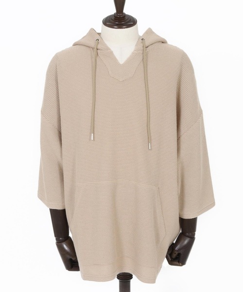 Magine(マージン)の「mpa3761-Textured Knit-Like Fabric Skipper Design Hoodie パーカー(パーカー・メンズ・ブラック/グレー/ベージュ・44/46/48)」の5枚目の写真
