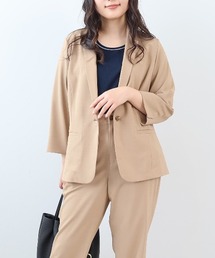 fleur by mint breeze（フルールバイミントブリーズ）の「【L～6L 大きいサイズ】接触冷感 吸湿速乾 リネンライク ストレッチ テーラードジャケット（テーラードジャケット）」