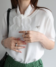 【SET商品】レーススカーフ/バブーシュカ付き 半袖ニットトップス