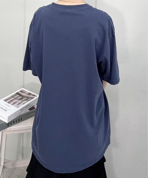 MODISH GAZE(モディシュガゼ)の「【MODISH GAZE】BACK TO NATURE ピグメント加工 ビッグシルエットTシャツ(Tシャツ/カットソー・レディース・アイボリー/その他/ネイビー・FREE)」の12枚目の写真