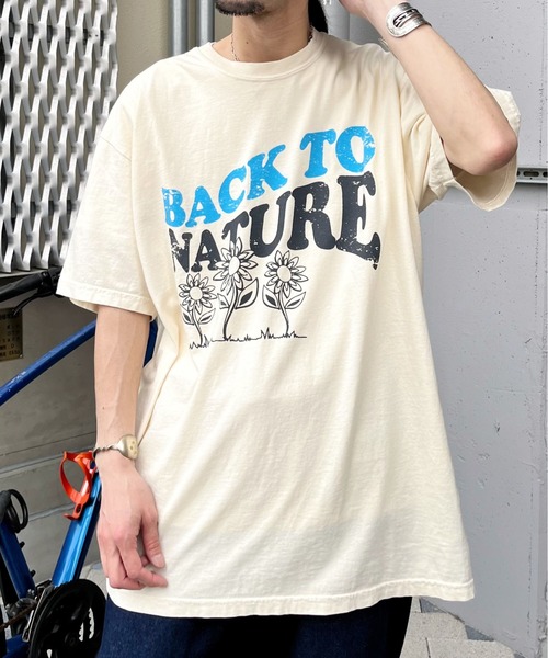MODISH GAZE(モディシュガゼ)の「【MODISH GAZE】BACK TO NATURE ピグメント加工 ビッグシルエットTシャツ(Tシャツ/カットソー・レディース・アイボリー/その他/ネイビー・FREE)」の14枚目の写真