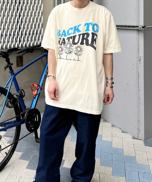 MODISH GAZE(モディシュガゼ)の「【MODISH GAZE】BACK TO NATURE ピグメント加工 ビッグシルエットTシャツ(Tシャツ/カットソー・レディース・アイボリー/その他/ネイビー・FREE)」の16枚目の写真