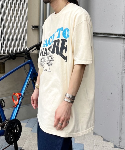 MODISH GAZE(モディシュガゼ)の「【MODISH GAZE】BACK TO NATURE ピグメント加工 ビッグシルエットTシャツ(Tシャツ/カットソー・レディース・アイボリー/その他/ネイビー・FREE)」の17枚目の写真