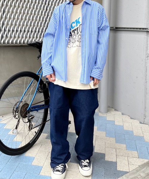 MODISH GAZE(モディシュガゼ)の「【MODISH GAZE】BACK TO NATURE ピグメント加工 ビッグシルエットTシャツ(Tシャツ/カットソー・レディース・アイボリー/その他/ネイビー・FREE)」の22枚目の写真