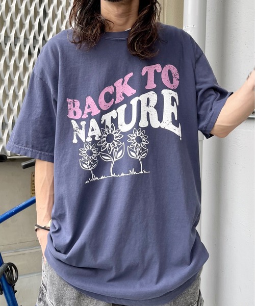 MODISH GAZE(モディシュガゼ)の「【MODISH GAZE】BACK TO NATURE ピグメント加工 ビッグシルエットTシャツ(Tシャツ/カットソー・レディース・アイボリー/その他/ネイビー・FREE)」の4枚目の写真