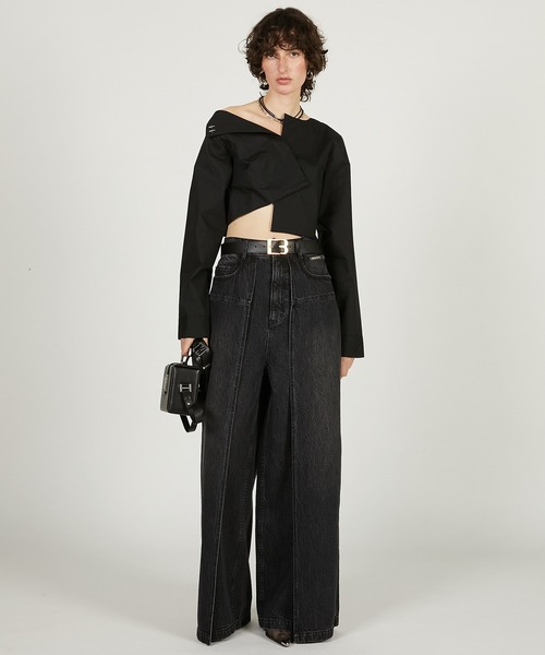 プランクプロジェクト　フロントレイヤードデニム　ブラック　38 Pre-Order】フロントレイヤードデニム / Front Layered Denim