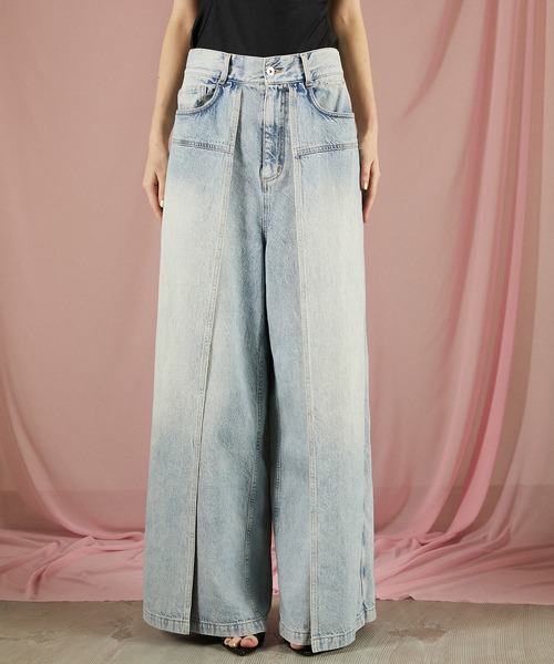 PRANK PROJECT（プランクプロジェクト）の「フロントレイヤードデニム / Front Layered Denim（デニムパンツ・レディース・ブルー/ブラック・36/38）」の18枚目の写真