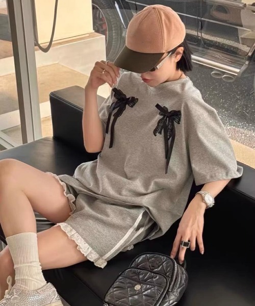 WEGO（ウィゴー）の「WEGO/裾レースサイドラインスウェットショートパンツ（スウェットパンツ・レディース・ブラック/グレー・MEDIUM/SMALL）」の7枚目の写真